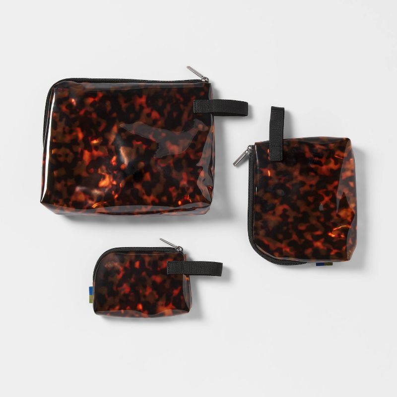 3pc Toiletry Kit and Bag - Open Story™ Tortoise