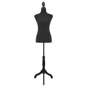 FDW Mannequin Adjustable Height Female Mannequin Torso 49-63in Height Wooden Tripod Stand with High Density Foam Velvet Fabric Covering Perfect - 1 of 4