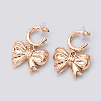 Hoop Earring with Bow Drop - Wild Fable™ Gold