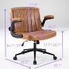 VINGLI Criss Cross Chair with Adjustable Flip-Up Arms,Cross Legged Chair with Wheels, Extra Wide Office Chair,PU Leather - 2 of 4