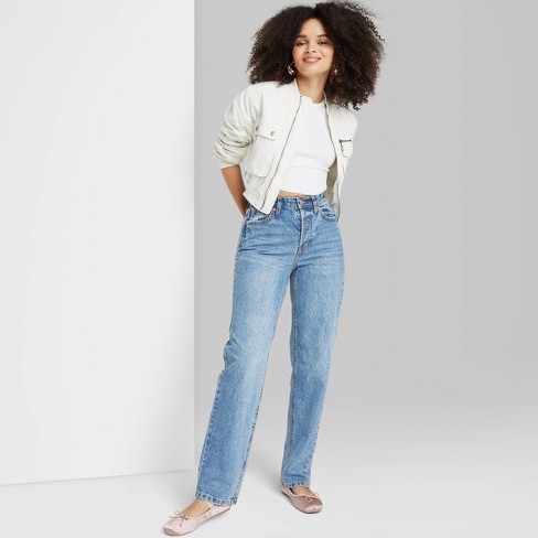 Women's High-rise 90's Relaxed Slashed Straight Jeans - Wild Fable