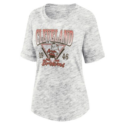 NFL Cleveland Browns Women's Oatmeal Heather Rolled Sleeve T-Shirt