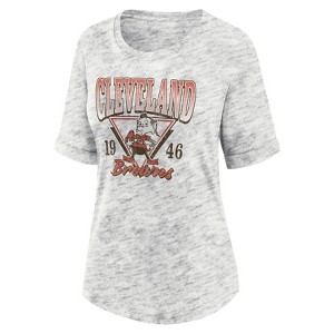 NFL Cleveland Browns Women's Oatmeal Heather Rolled Sleeve T-Shirt - 1 of 3