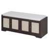 CLIHOME Rustic Storage Bench Multifunctional Wood Entryway Shoe Bench with Removable Cushion - 3 of 4
