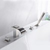 SUMERAIN Roman Tub Faucet with Handheld Shower, Waterfall Tub Filler Deck Mount Brushed Nickel - 2 of 4
