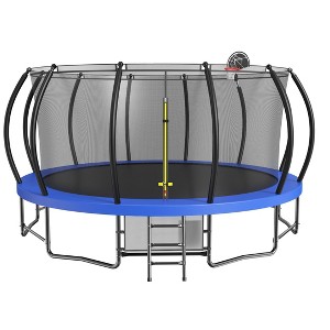 Okak 10/12/15FT UV-Protected Outdoor Trampoline, Trampoline with Basketball Hoop, Enclosure Net and Ladder, Kids Trampoline for Yard, Patio - 1 of 4