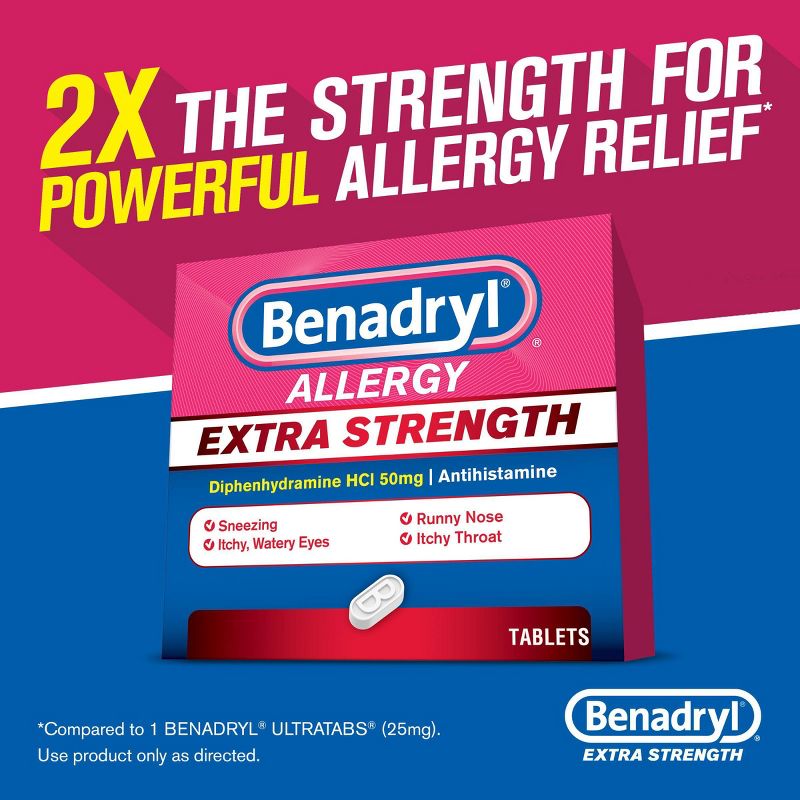 Benadryl Extra Strength Antihistamine Allergy Relief Tablets - 24ct, 4 of 10