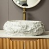20" Irregular Oval Resin Bathroom Sink with Stone Pattern, Modern Vessel Basin for Bathroom Vanity – The Pop Home - 2 of 4