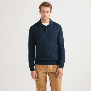Lands' End Men's Long Sleeve Cotton Sweater Polo - 1 of 4