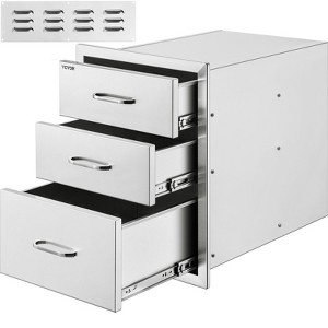 VEVOR 18x23 Inch Outdoor Kitchen Stainless Steel Triple Access BBQ Drawers with Chrome Handle, 18 x23 x 23 Inch,Silver - 1 of 4