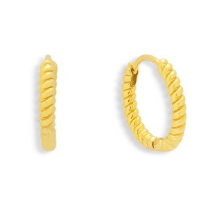 EVRY JEWELS WATERPROOF Gold or Silver Plated Stainless Steel Chunky Twist Hoop Earrings - 1 of 2