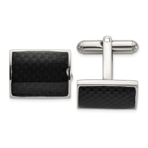 Chisel Stainless Steel Polished with Black Carbon Fiber Inlay Cuff Links - 1 of 2