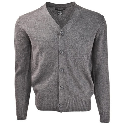 Marquis Men's Charcoal Gray Solid Color Cotton Button Down Cardigan Sweater  - XX Large