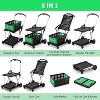 2-Tier Folding Grocery Cart, 198 lb Capacity Collapsible Shopping Trolley with Wheels & Removable Crate, Foldable Cart for Market/Mall, Blue - 3 of 4
