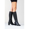 Sejas - Black Leather Block Heel Knee-High Boot (Women) black leather 5.5 Forever & Always Shoes US - 2 of 4