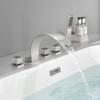 Cobbe Bathroom Tub Faucet Set with 2 Switches, 1 Diverter Knob, 3.74-Inch Wide Waterfall Spout and Hand Shower 5-Hole InstallationBrushed Nickel - 4 of 4