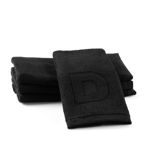 Waterdale Collection - Black Initial Embossed Finger Towel - 1 of 4