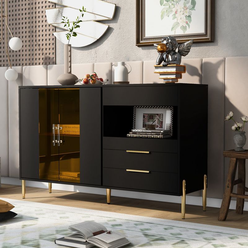 Modern Sideboard, Buffet Storage Cabinet with Acrylic Doors and Adjustable Shelves-ModernLuxe, 1 of 15