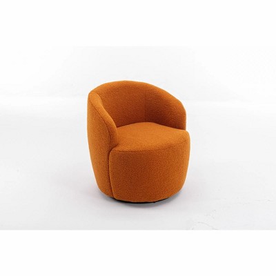 Teddy Fabric Swivel Accent Armchair Barrel Chair With Black Powder Coating Metal Ring,Caramel