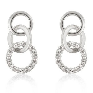 ShineHigh Triplet Hooplet Earrings – Goldtone & Rhodium Finish Options – Sparkling Cubic Zirconia Circle Design with Multi-Hoop Drop - 1 of 1