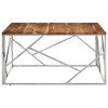 vidaXL Coffee Table Silver Stainless Steel and Solid Wood Acacia - 3 of 4
