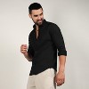 Campus Sutra Men Men's Onyx Black Chain-Creased Shirt - 3 of 4