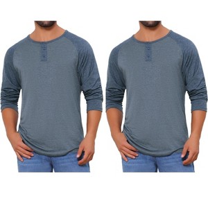 INSPIRE CHIC Men's Raglan Long Sleeve Tee Shirts Casual Henley T-Shirts 2 Packs - 1 of 4