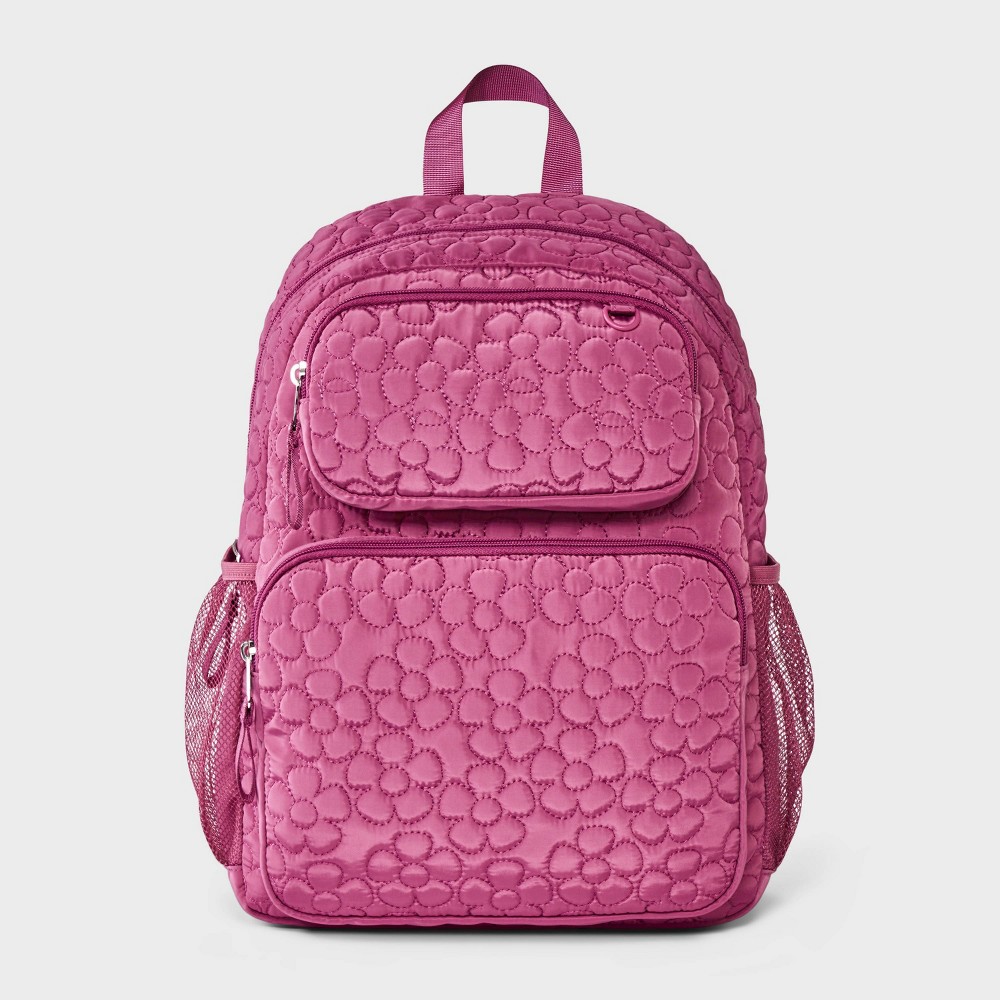 Girls' 16" Two Pocket Quilted Flowers Backpack - Cat & Jack™ Maroon