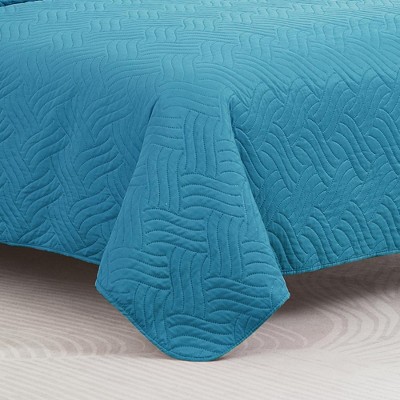 RT Designers Collection Ruby 3 Pieces Pinsonic Lightweight Quilts Set Queen Size For Bedding Blue — фото 3