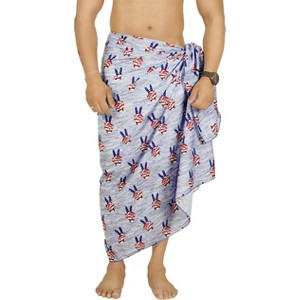 LA LEELA Men's 4th of July USA Patriotic Peace Sign Swimwear Summer Sarong Swim Trunk Pareo Beach Wrap One Size Regal - 1 of 4