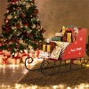 Angel Sar Santa Sleigh Storage Cart, 29" Metal Christmas Decoration with Basket, Red & Black Holiday Display for Gifts, Ornaments, or Decor - 2 of 4