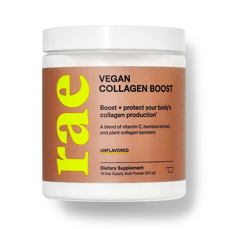 Rae Vegan Collagen Boost Dietary Supplement Bulk Powder for Natural Collagen Production - Unflavored - 9.5oz, 1 of 13