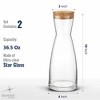 Bormioli Rocco Elegant Set of 2 Glass Carafes with Natural Cork Lid, 36.5 Oz, Ideal for Serving Water, Juice, Iced Tea, Made in Italy - 2 of 4