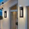 C Cattleya 2-Pack Matte Black Dusk to Dawn LED Outdoor Wall Light with Outlet and Clear Bubble Glass - 2 of 4