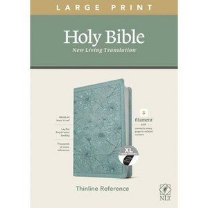 NLT Large Print Thinline Reference Bible, Filament Enabled Edition (Red Letter, Leatherlike, Floral/Teal, Indexed) - (Leather Bound) - 1 of 1