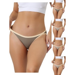 Allegra K Women's Cotton Low Waist Stretch Soft Comfortable High Cut Underwear Multicolored - 1 of 4