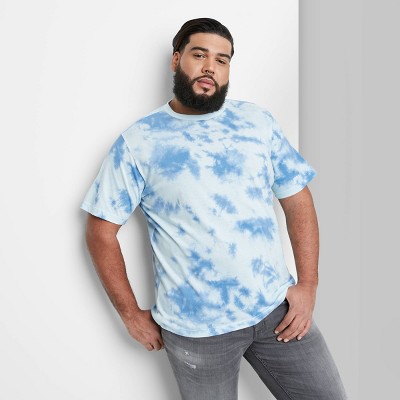 Adult Tie-Dye Big & Tall Rolled Collar Knit T-Shirt - Original Use™ Soft Blue