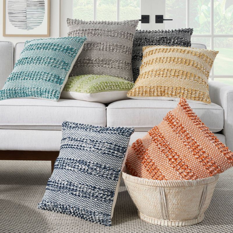 18"x18" Woven Striped and Dots Square Throw Pillow - Mina Victory, 2 of 8