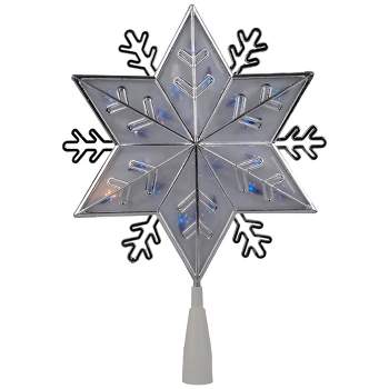 Northlight 10" Silver Snowflake Lighted Christmas Tree Topper - Blue Lights