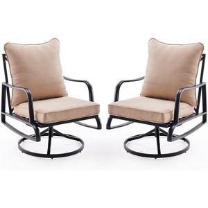 Lirago 2 Piece Outdoor Rattan Dining Chairs Set Cushions Rust Proof Metal Frame Waterproof Fabric Patio Poolside 43.3x25.6x35.4in - 1 of 4