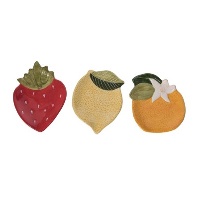 Transpac Ceramic Fruit Spoon Rest Set of 3 Spring Home Decorations