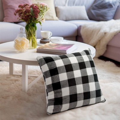Black and White Checkered Velvet Euro Pillow Covers Set