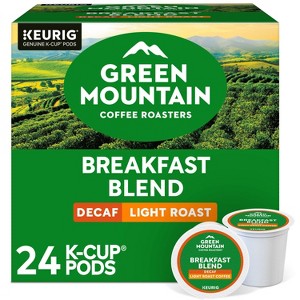 24ct Green Mountain Coffee Breakfast Blend Decaf Keurig K-Cup Coffee Pods Decaffeinated Light Roast - 1 of 4