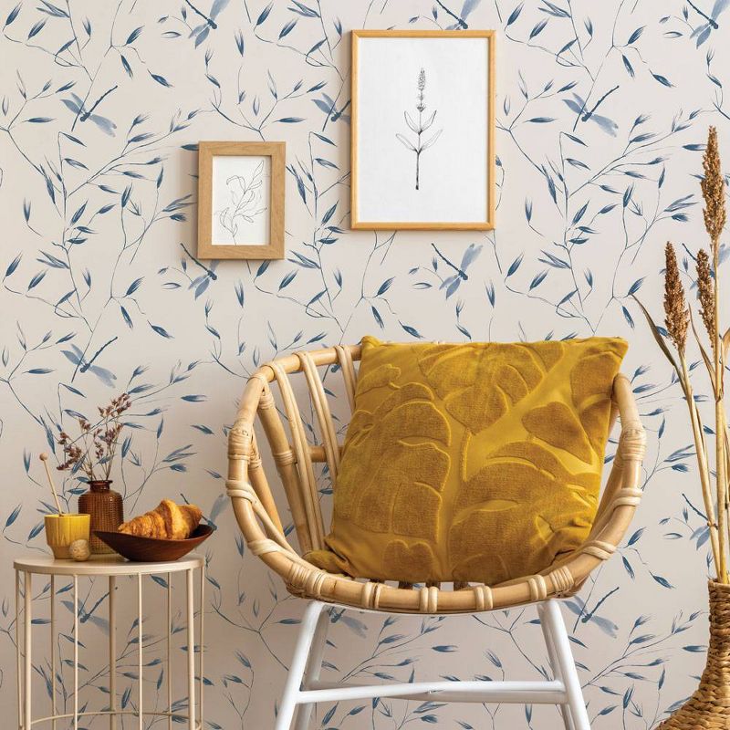 Tempaper Dragonfly French Blue Peel and Stick Wallpaper, 4 of 7