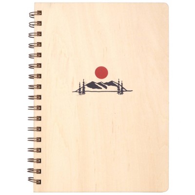 Denik 130 Sheet College Ruled Journal 8.75"x6.125" Spiral Hardcover Mountain Sunset: Brown Lined Paper Notebook