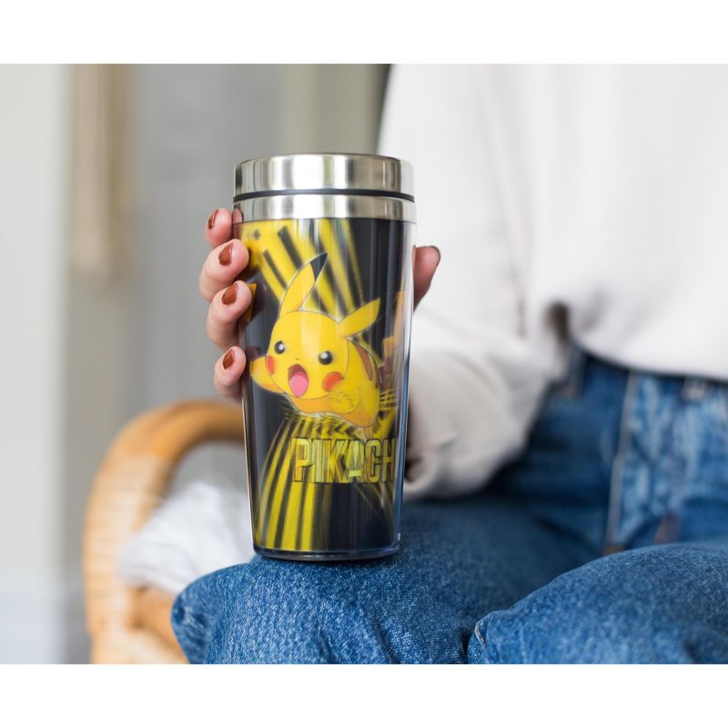 Just Funky Pokemon Lenticular Pikachu 16oz Travel Coffee Mug Tumbler w/ Non-Spill Metal Lid, 4 of 7