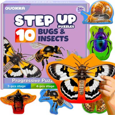 QUOKKA Step Up Puzzles for Toddlers 2 3 4 - 40 Big Piece Realistic Animal  Puzzles for Kids Ages 1 2 3