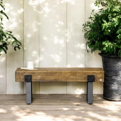 Alilang 48.00 inches Rustic Wood Bench with Metal Base and Industrial Design-Natural