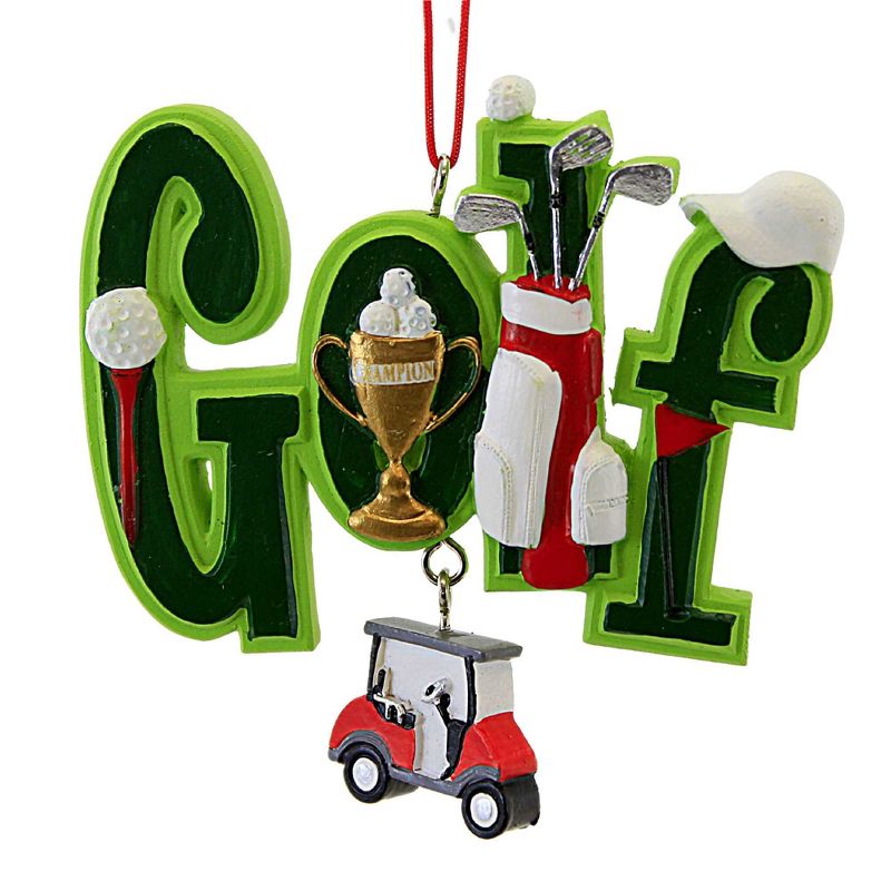 Kurt S. Adler 3.25 In Golf Ornament Cart Tee Clubs Bag Tree Ornaments, 1 of 4