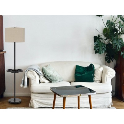 Bronze Elegance 62" Cordless Metal Floor Lamp with Tray and USB Ports